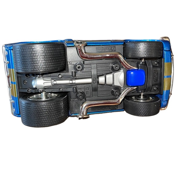 Vtg 2003 1966 Ford Mustang GT 350 Shelby Muscle Machines 1:18 Blue/Gold Stripe - Picture 9 of 13